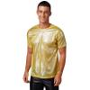 Zaldita Men's Shiny Metallic Round Neck Short Sleeve Tee Party Clubwear T Shirt Dance Top Costume Gold Medium view 2