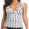 Yonique Women's Tankini Top Only Tummy Control Bathing Suit Top Ruffle Swimsuit Top V Neck Swim Tank Top No Bottom White Dot L view 2