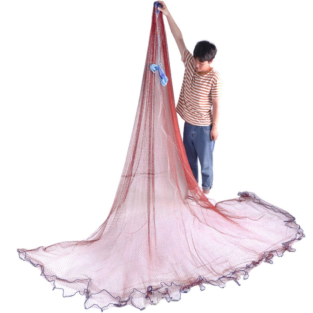 Fishing Nets Tire Lines Handmade Throw Net Saltwater Ideal Fishing Choice 4FT to 12FT(Radius) Casting Net 1/2 Inch(Mesh) (12FT/3.6m Radius)
