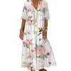 Women Boho Floral Print Half Sleeve Maxi Dress Plus Size Casual V Neck Lace Hollow Flowy Vacation Long Beach Tshirt Tunic Dress view 1