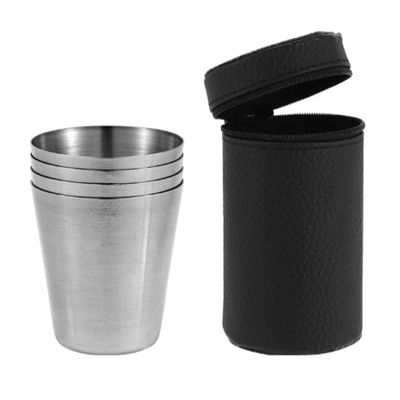 4 Pack Stainless Steel Pint Cups, Metal Drinking Cups with Storage Box, Unbreakable Glasses Stackable Cup for Kitchen Outdoor Camping Hiking Picnic Travel