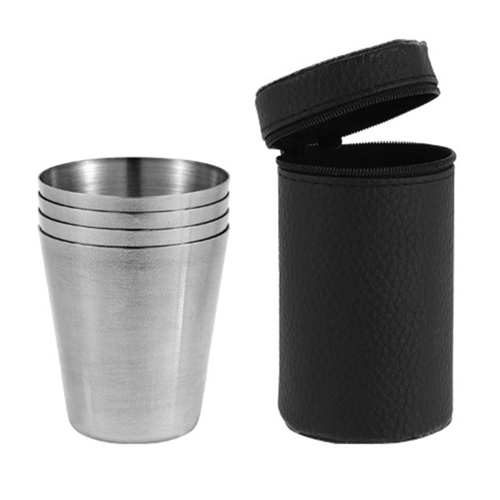 4 Pack Stainless Steel Pint Cups, Metal Drinking Cups with Storage Box, Unbreakable Glasses Stackable Cup for Kitchen Outdoor Camping Hiking Picnic Travel