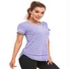 Abrooical Women's Short Sleeve Sportswear Hiking Top Lightweight Quick Dry Fitness Soprt Tee Side Split Lavender Small view 3