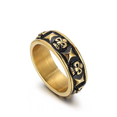 WCB1FPu Men's Rings Europe and America Personality Hip Hop Skull Stainless Steel Unisex Rings (A 9#)
