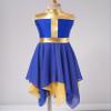TSSOE Kids Girls Liturgical Praise Tunic Lyrical Dance Dress Sleeveless Color Block Worship Costume Royal Blue 12 Years view 2