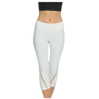 Bestgift Casual Yoga Pants Leggings Mesh Breathable Sports Bottom Pants Women White L