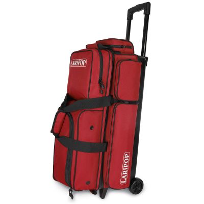 LARIPOP 3 Ball Bowling Bags with Wheels,Rolling Bowling Ball Bag for 3 Balls & Accessories -Retractable Handle Extends to 38"