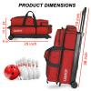 LARIPOP 3 Ball Bowling Bags with Wheels,Rolling Bowling Ball Bag for 3 Balls & Accessories -Retractable Handle Extends to 38" view 2