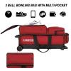 LARIPOP 3 Ball Bowling Bags with Wheels,Rolling Bowling Ball Bag for 3 Balls & Accessories -Retractable Handle Extends to 38" view 3