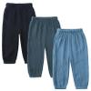 Easygou 3 Pieces Kids Cotton Linen Elastic Casual Trousers Baby Boys Girls Summer Fall Basic Loose Long Baggy Harem Pants (5-6 Years,3PC Solid B,US,5 Years,6 Years,Age) view 1