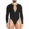 Agoky Men's Leotrad Bodysuits Wrestling Singlet Undershirts Jockstrap Button Down Fitness Jumpsuits Thongs Black XX-Large view 1