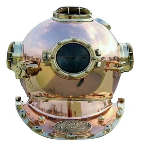 NineFit Basics US Navy Model Mark V Copper Brass 18"" Diving Divers Helmet Deep Sea Marine Gift, As shown in image