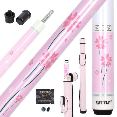 CUEELF Pink Pool Cue Stick 58inches Canadian Maple Billiard Cue Sticks Professional Pool Stick Gifts for Women and Ladies (Pink Flower, 19.5 oz)
