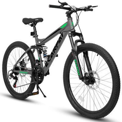 Ecarpat 26 Dual Full Suspension Mountain Bike21-Speed Dual Disc Brakes Carbon Steel Mens Women Mountain Bike, Sport Cycling MTB Bicycle for Adult