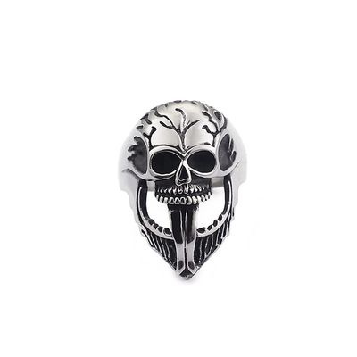 WCB1FPu Men's Hip Hop Ring Retro Domineering Skull Surgery Stainless Steel Unisex Ring (11#)