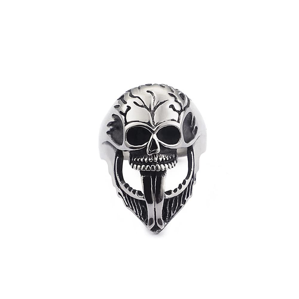 WCB1FPu Men's Hip Hop Ring Retro Domineering Skull Surgery Stainless Steel Unisex Ring (11#)