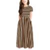 AIMAOMI Girl's Short Sleeve Floral Print Loose Casual Long Maxi Dress with Pockets 4~12 Years (Coffee, 11-12 Years) view 1