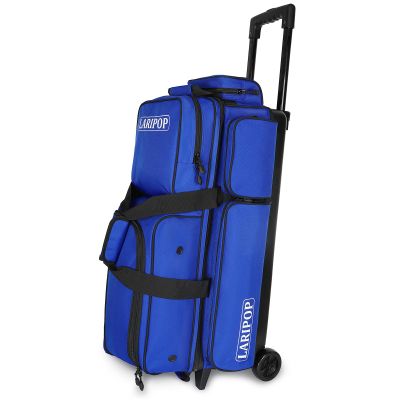 LARIPOP 3 Ball Bowling Bags with Wheels,Rolling Bowling Ball Bag for 3 Balls & Accessories -Retractable Handle Extends to 38"