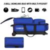 LARIPOP 3 Ball Bowling Bags with Wheels,Rolling Bowling Ball Bag for 3 Balls & Accessories -Retractable Handle Extends to 38" view 3