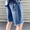 JEsilunmaMY Men's Casual Wash Denim Shorts Mid Waist Distressed Ripped Short Jeans Loose Fit Hip Hop Summer Beach Shorts (Blue2,35) view 2