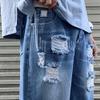 JEsilunmaMY Men's Casual Wash Denim Shorts Mid Waist Distressed Ripped Short Jeans Loose Fit Hip Hop Summer Beach Shorts (Blue2,35) view 3