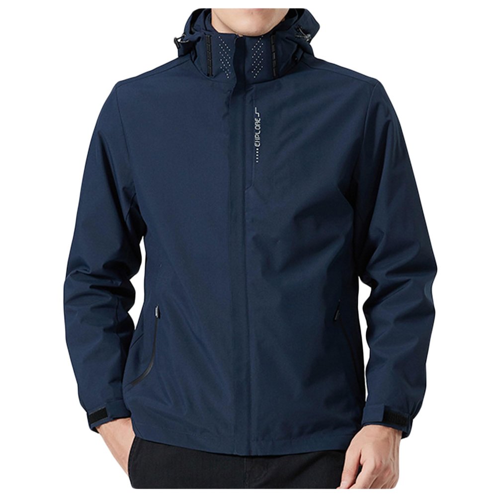 Bestgift Mountaineering jacket men and women removable padded outdoor waterproof windbreaker Tibetan blue men 3XL