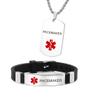 Medical Alert Necklaces and Bracelets Set for Men Women Medic ID Identification Stainless Steel Pendant Necklace & Silicone Cuff Bracelet Allergy Awareness Jewelry for Adult,2 Pack (Silvery-PACEMAKER) view 1