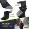 Alvada Warm Thermal Wool Socks for Winter Moisture Wicking and Breathable Cozy Boot Socks Charcoal XSS view 4