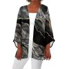 NineFit Basics Kimonos for Women Dressy Casual Three Quarter Sleeve Summer Cardigan Plus Size Floral Printed Lightweight Tops Womens Petite Large Sweaters Women's Sweater Cardigan3X-Large,2-Black view 1
