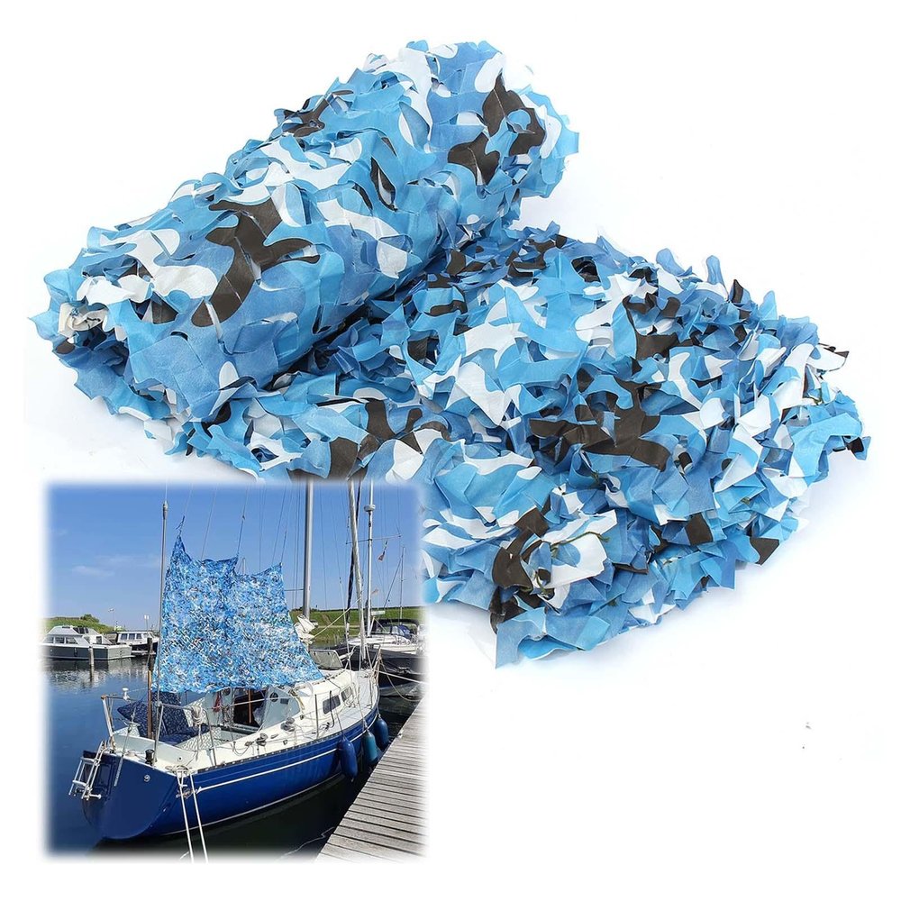 Outdoor Camouflage Netting 2m 3m 4m 5m 6m 7m 9m,Camo Netting Blue,Shade Net,Military Reinforced Camouflage Net,Camping,Hunting,Party Decoration,Car Cover,Sunscreen Net,Blue-1.5x4m(4.9 * 13.1ft)