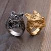 WCB1FPu Men's Vintage Ring Stainless Steel Electroplating 18K Gold Personality Men's Wolf Head Ring (B 12#) view 3