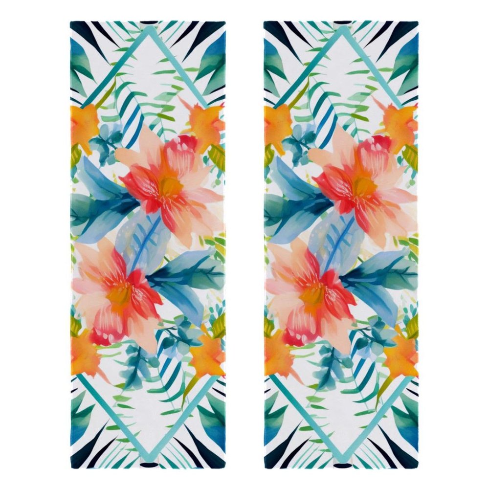 YTYVAGT Bathroom Hand Towels,Workout Towels for Gym Sweat,Yoga Mat Towel,Colorful Flower Tropical Flamingo,2-Pc