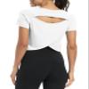 Bestisun Women Workout Tops Dance Fitness Clothing Exercise Tennis Running Clothes Open Back Athletic Wear White L view 1