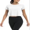 Bestisun Women Workout Tops Dance Fitness Clothing Exercise Tennis Running Clothes Open Back Athletic Wear White L view 2