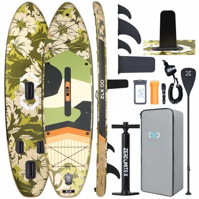 ZLX 11'6" Extra Wide Inflatable Stand Up Paddle Board SUP | Stable Non-Slip Deck Pad, Unique Fin System and Premium iSUP Accessories - Portable Backpack & Upgraded Pump for Adults, All Skill Levels