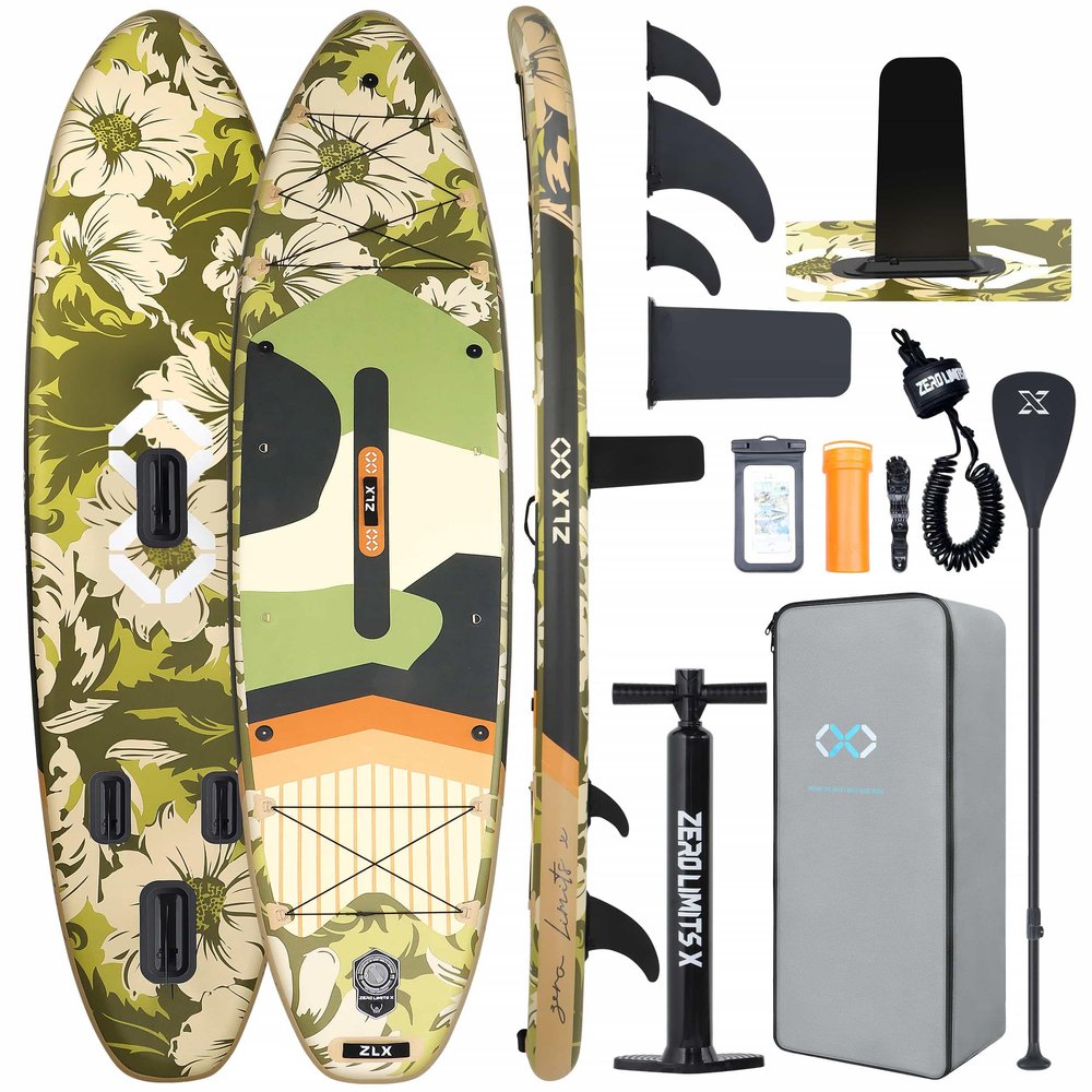 ZLX 11'6" Extra Wide Inflatable Stand Up Paddle Board SUP | Stable Non-Slip Deck Pad, Unique Fin System and Premium iSUP Accessories - Portable Backpack & Upgraded Pump for Adults, All Skill Levels