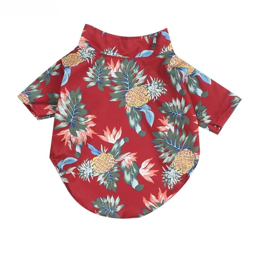 1Pcs Pet Shirts Hawaiian Pet Dog Polo T-Shirts Hawaiian Pet Clothes Beach Coconut Tree Print Pet Summer Shirt (3XL,Red)