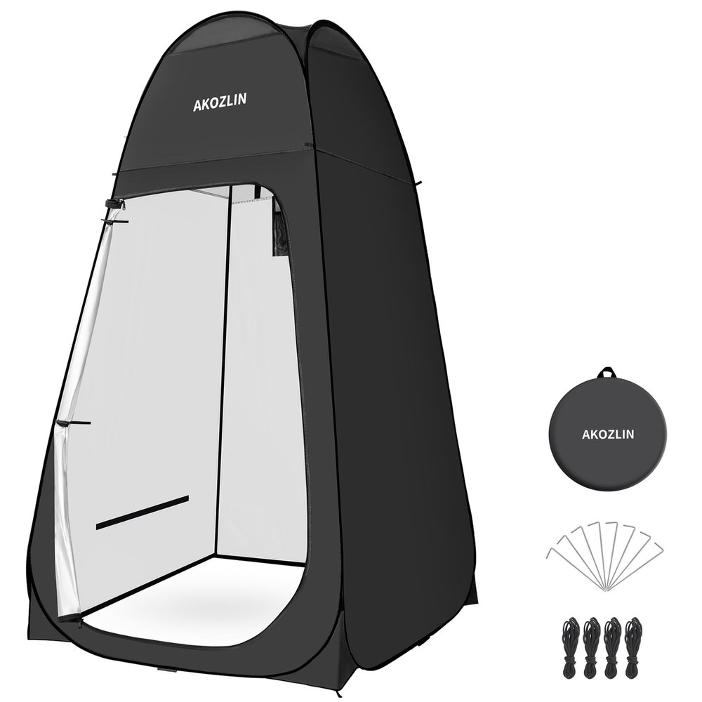 AKOZLIN Portable Pop Up Shower Tent Instant Privacy Dressing Changing Outdoor Shower Room Camp Toilet Tent 74.8" High, Black