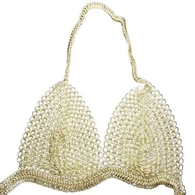 Mdhel aluminum chainmail bra chainmail bra aluminum butted anodized new women's halter top costume festival chainmail bra anodized gothic chainmail halter bra chainmail bra women's