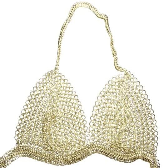 Mdhel aluminum chainmail bra chainmail bra aluminum butted anodized new women's halter top costume festival chainmail bra anodized gothic chainmail halter bra chainmail bra women's