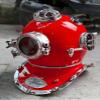 NineFit Basics Antique Red Diving Helmet UK Navy Mark IV Morse Boston Deep Marine Divers Helmet, As shown in image view 4