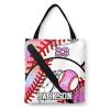 YUKILUKA Baseball Team Player Gym Candy Canvas Tote Bag for Women and Teen Girls, Reusable Bag for Lunch Grocery School Shopping and Beach view 1