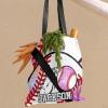YUKILUKA Baseball Team Player Gym Candy Canvas Tote Bag for Women and Teen Girls, Reusable Bag for Lunch Grocery School Shopping and Beach view 4