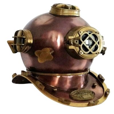 NineFit Basics Antique Vintage Scuba Diving Helmet US Navy Mark V Deep Sea Boston Marine Divers, As shown in image