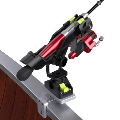 Fishing Rod Holders for Boat, Fishing Boat Rod Holder with Square Rail Mount Track Mount, 360 Degree Adjustable Pole Holders Fishing Rod Rack 1Pack