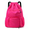 CarXs Drawstring Bag, Lightweight String Backpack with Water Bottle Holder and Pockets, Gym Sports Cinch Sackpack (Rose red,Small) view 1