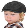 Kids Vintage Newsboy Cap Beret-Cabbie-Hat-Pageboy-Caps Tweed Flat Driver Hat for Boys Girls 4-9 Years Navy Blue view 1