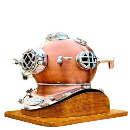 NineFit Basics Rare Antique Diving Divers Helmet Mark Vintage Navy Sea Deep Scuba Helmet W/Base, As shown in image