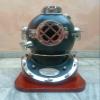 NineFit Basics Brass Black Finish US Navy Mark V Scuba Divers Diving Helmet W/Wooden Base Gift, As shown in image view 2