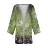 Generic Kimonos for Women Plus Size Three Quarter Sleeve Dressy Casual Cardigan Floral Printed Lightweight Summer Tops Burgundy Cardigan Sweater Light Green Cardigan Crop TopX-Large,3-Army Green view 4